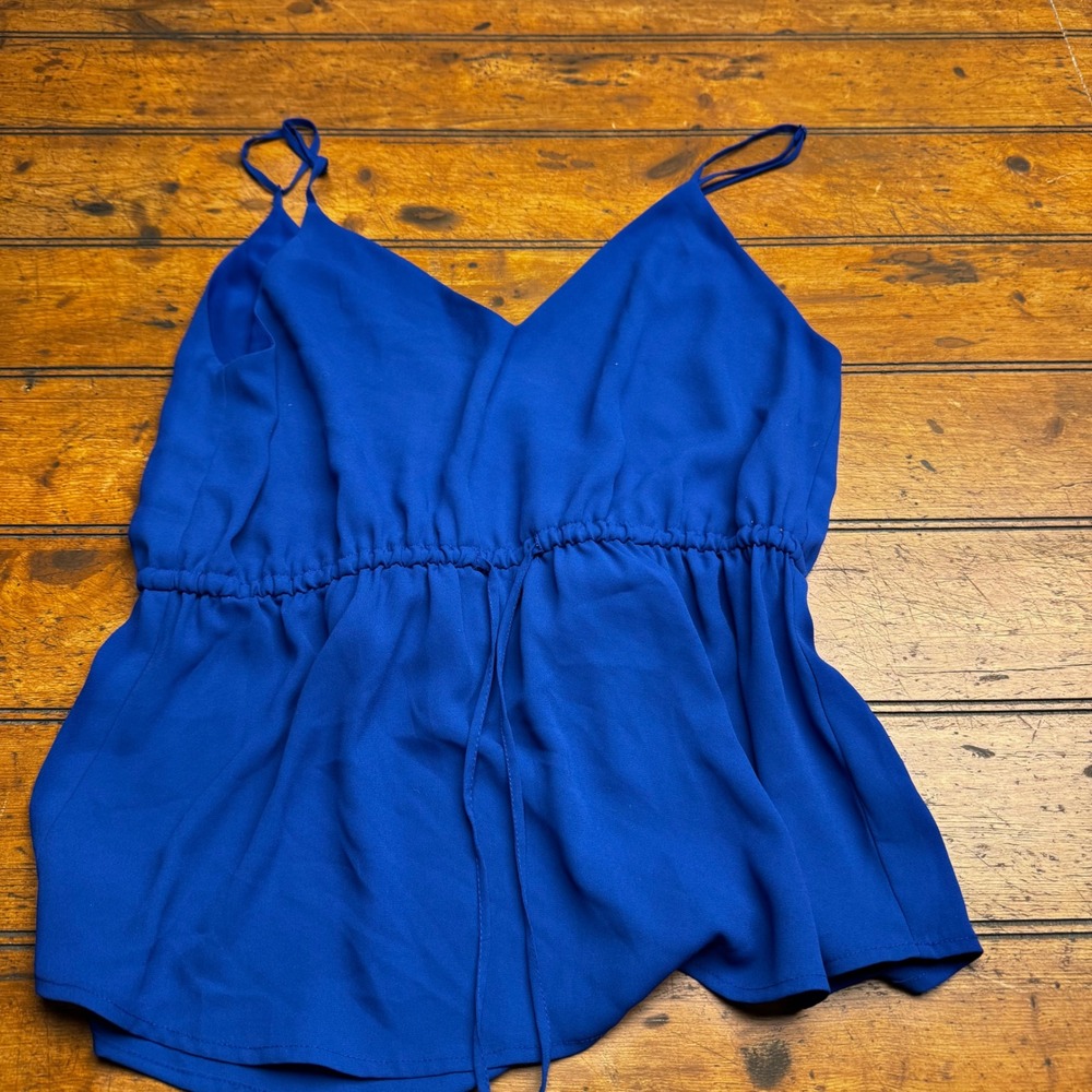 Babaton Womens Royal Blue Wrap Front Peplum Camisole Top Medium‎ Cobalt V-Neck